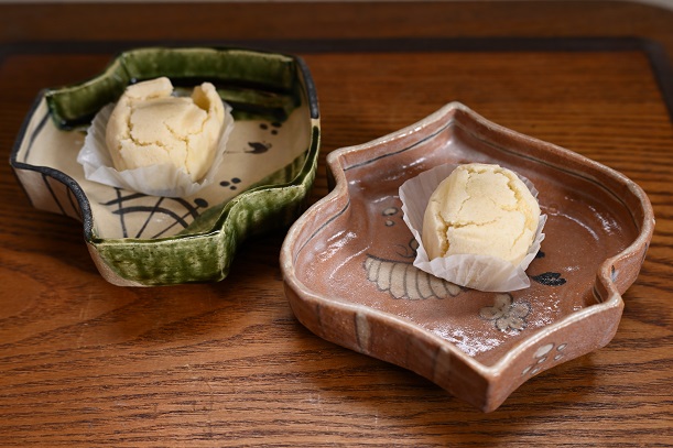 織部向付に黄身しぐれ