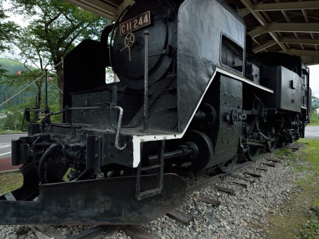 柳津駅前の蒸気機関車