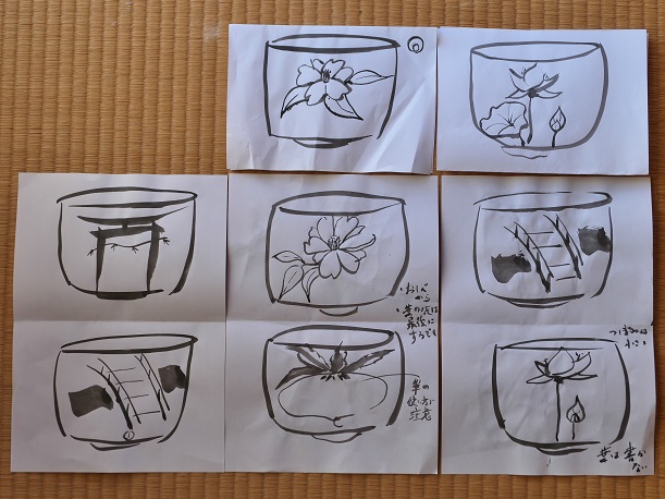 志野茶碗の絵付けの下書き