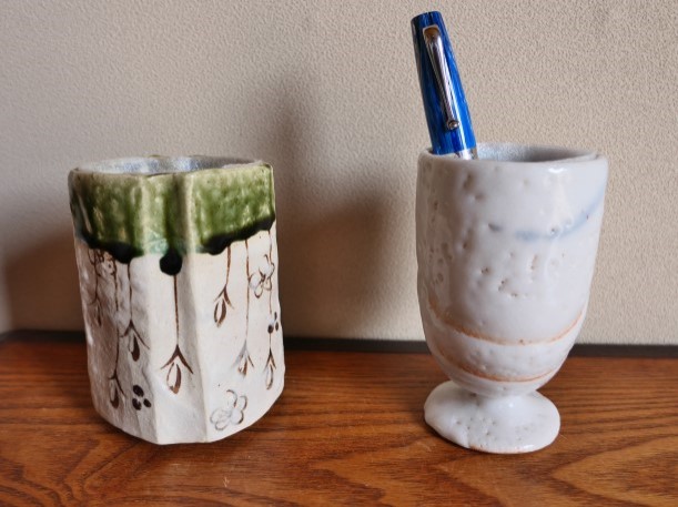 織部筒向付と志野ワイン杯