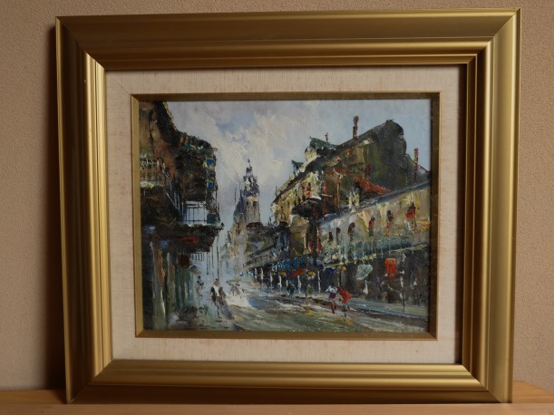 シャモニの朝市で購入した油絵