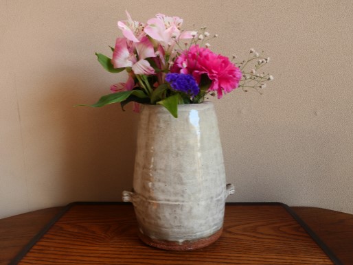 自作の斑唐津花入