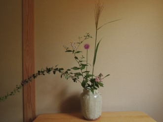 たたき斑唐津花入れ05