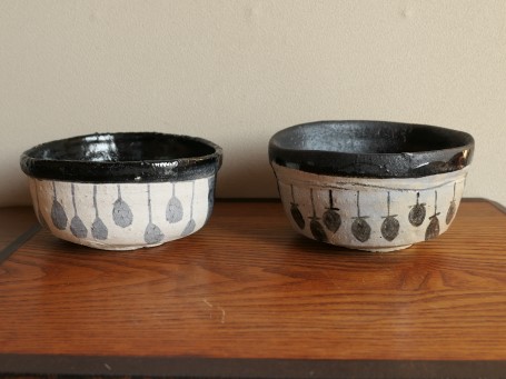 吊るし柿黒織部茶碗