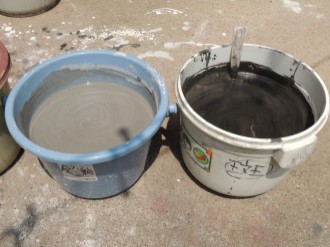 桜灰と斑唐津の釉薬